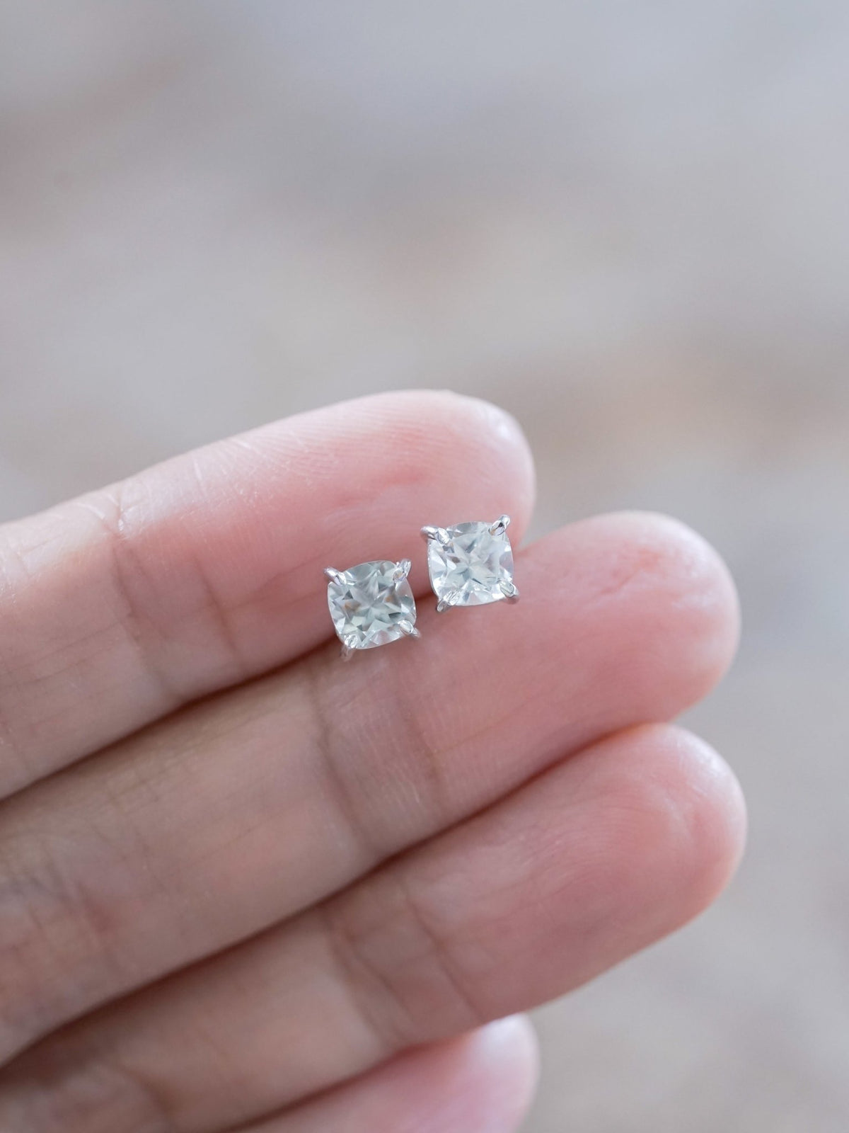 Cushion Green Amethyst Earrings - Gardens of the Sun | Ethical Jewelry