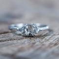 Cushion Rose Cut Diamond Ring in White Gold - Gardens of the Sun | Ethical Jewelry