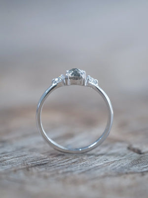 Cushion Rose Cut Diamond Ring in White Gold - Gardens of the Sun | Ethical Jewelry