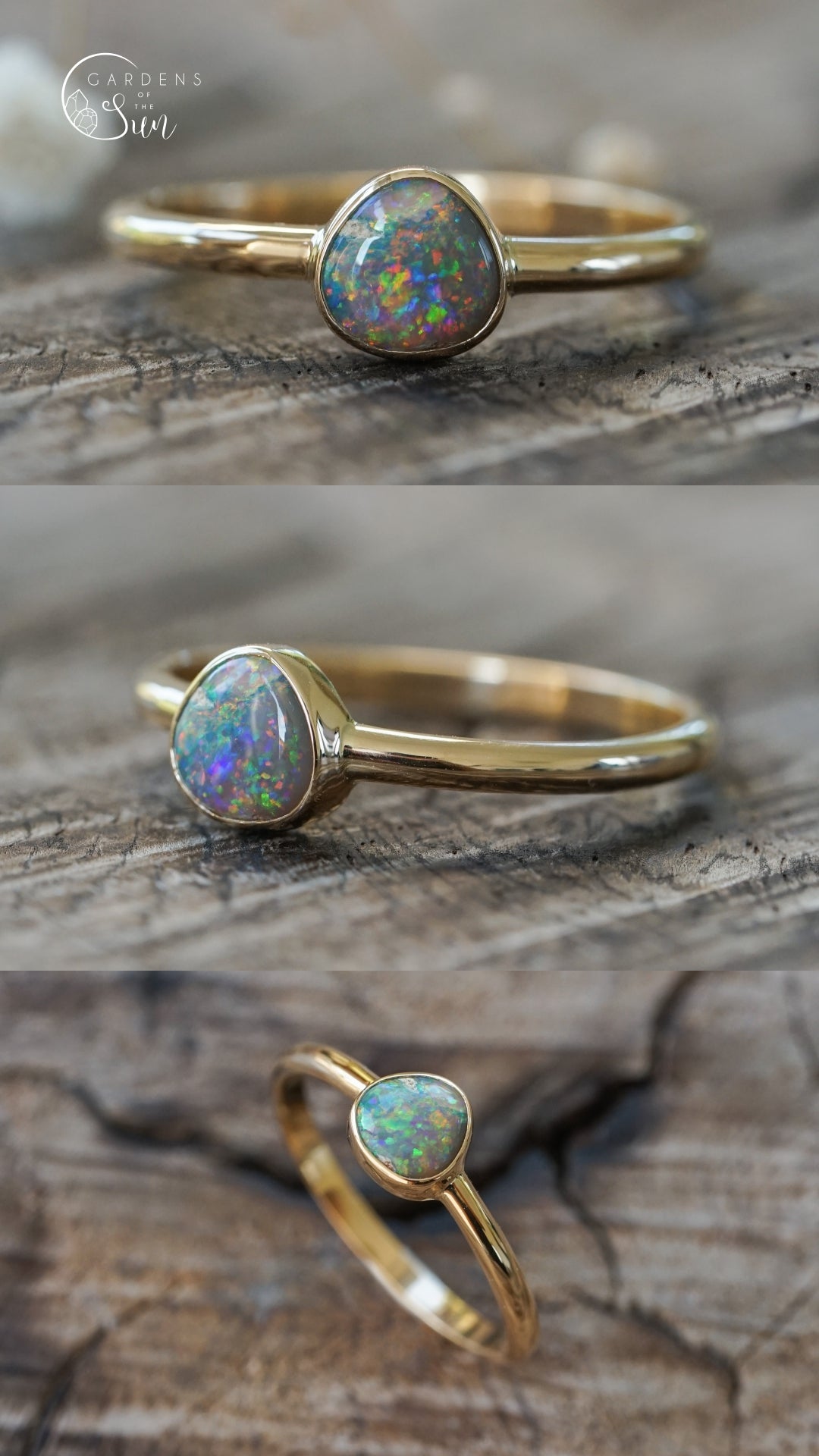 custom australian opal ring in gold