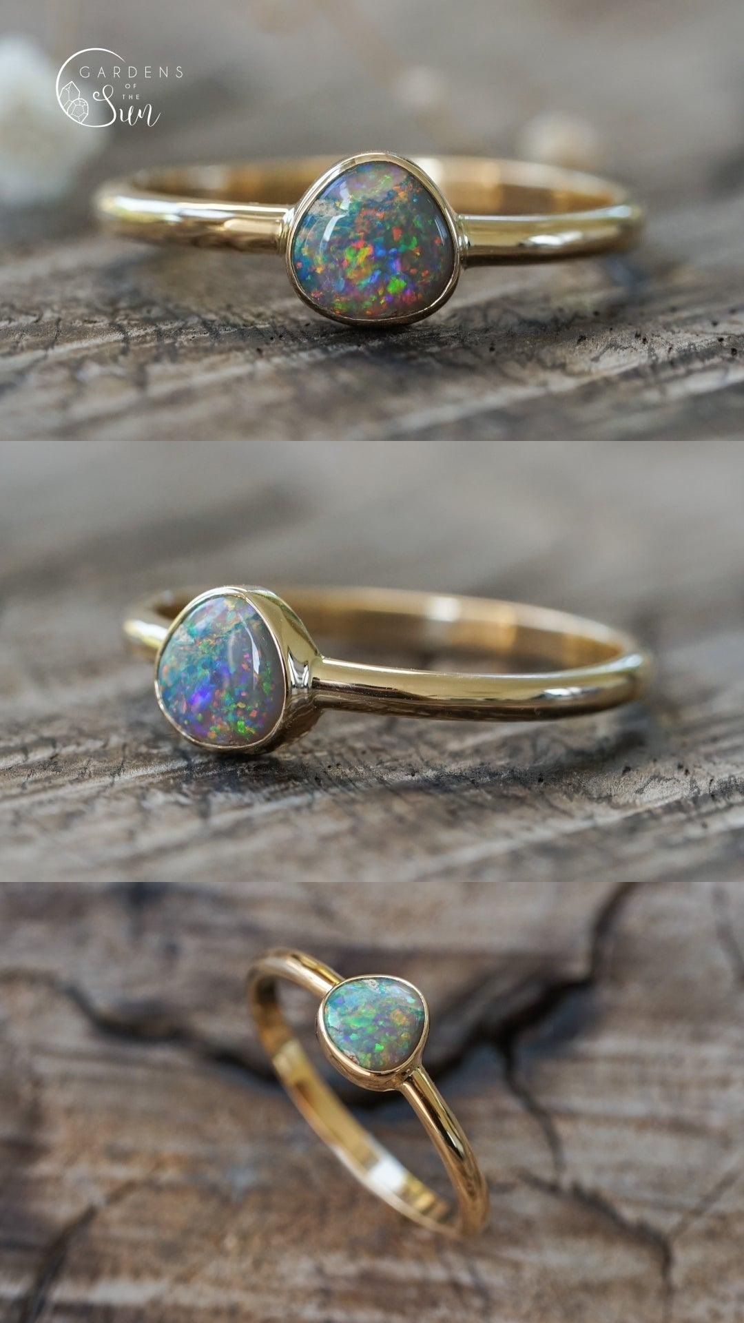 Different Color Opal Rings Simple Opal Ring