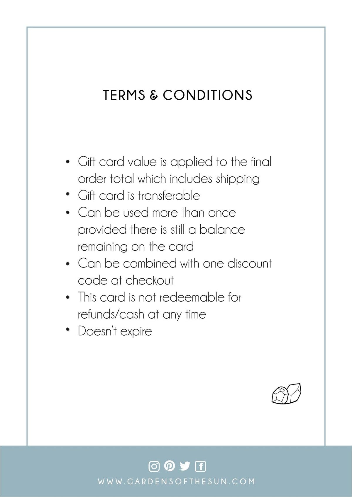 Custom Birthstone Jewelry Gift Card - Gardens of the Sun | Ethical Jewelry