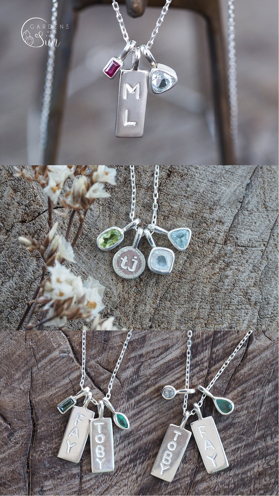 Personalized Engraved Birthstone Necklace 6 Names - 6 Stones 925 Sterling  Silver | eBay