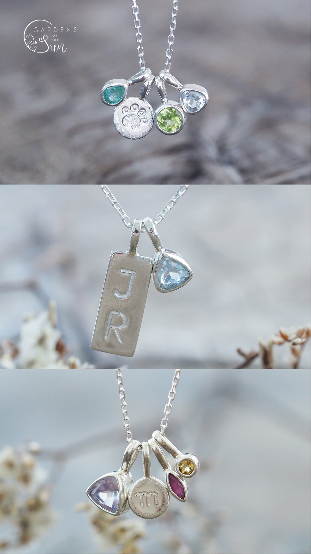 Hand Stamped Mini Initial Birthstone Necklace | Eve's Addiction
