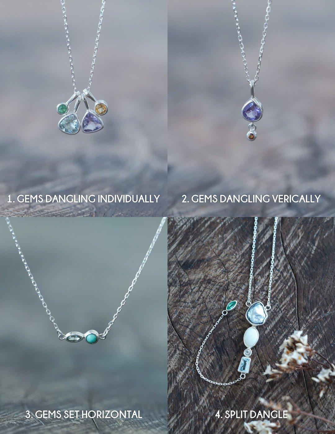 Custom Birthstone Necklace in Silver Gardens of the Sun