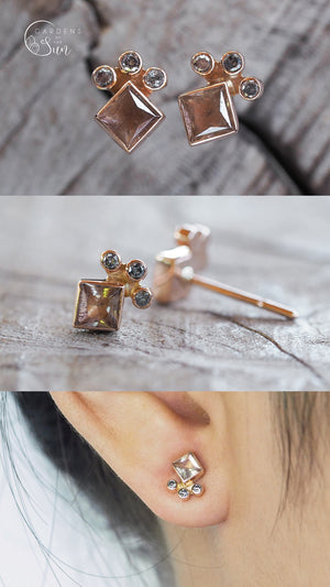 Custom Birthstone Stud Earrings In Gold - Gardens of the Sun | Ethical Jewelry