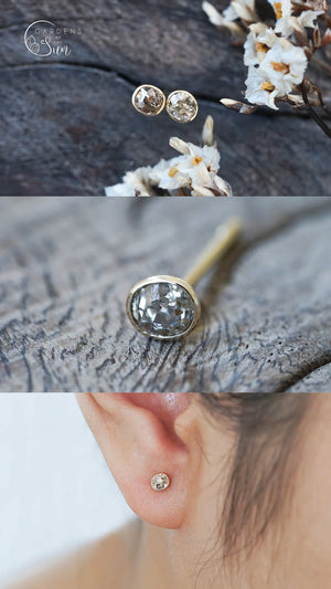 Custom Birthstone Stud Earrings In Gold - Gardens of the Sun | Ethical Jewelry