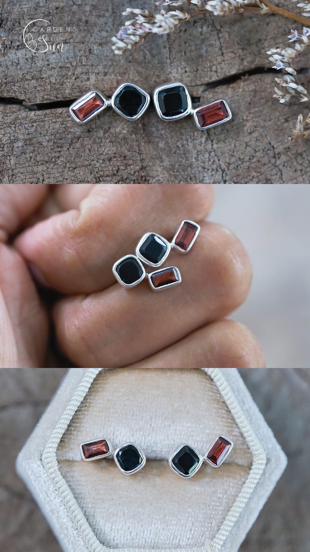 Custom Birthstone Stud Earrings in Silver - Gardens of the Sun | Ethical Jewelry