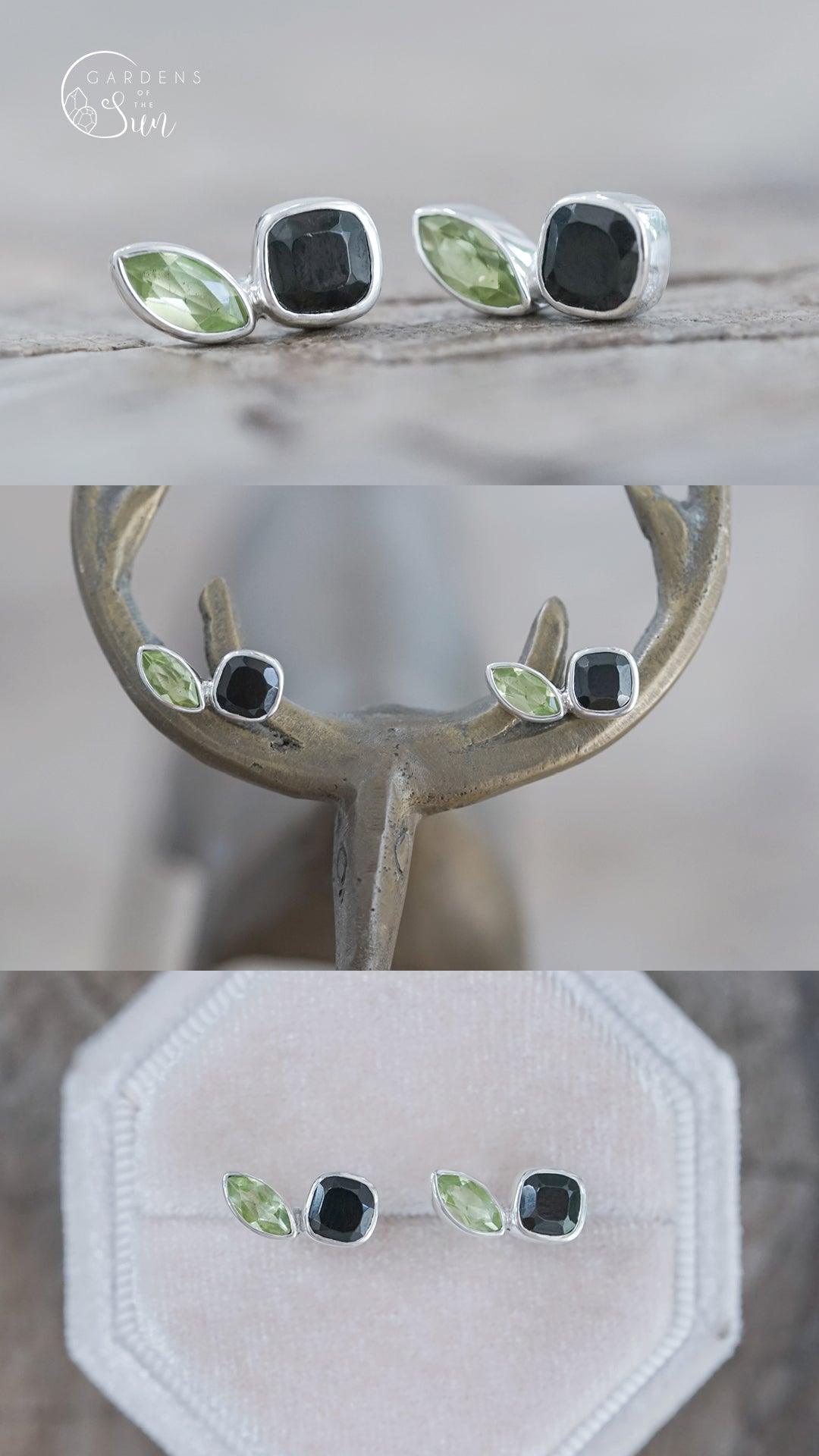 Custom Birthstone Stud Earrings in Silver - Gardens of the Sun | Ethical Jewelry