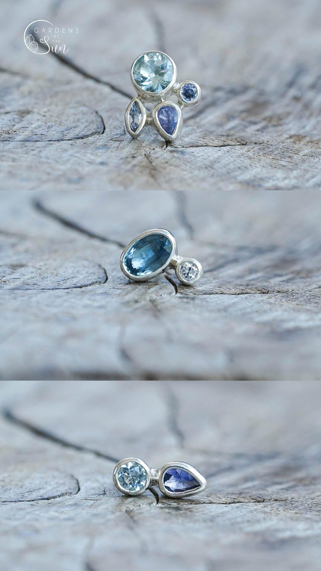 Custom Birthstone Stud Earrings in Silver - Gardens of the Sun | Ethical Jewelry