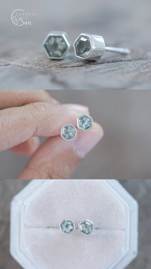 Custom Birthstone Stud Earrings in Silver - Gardens of the Sun | Ethical Jewelry