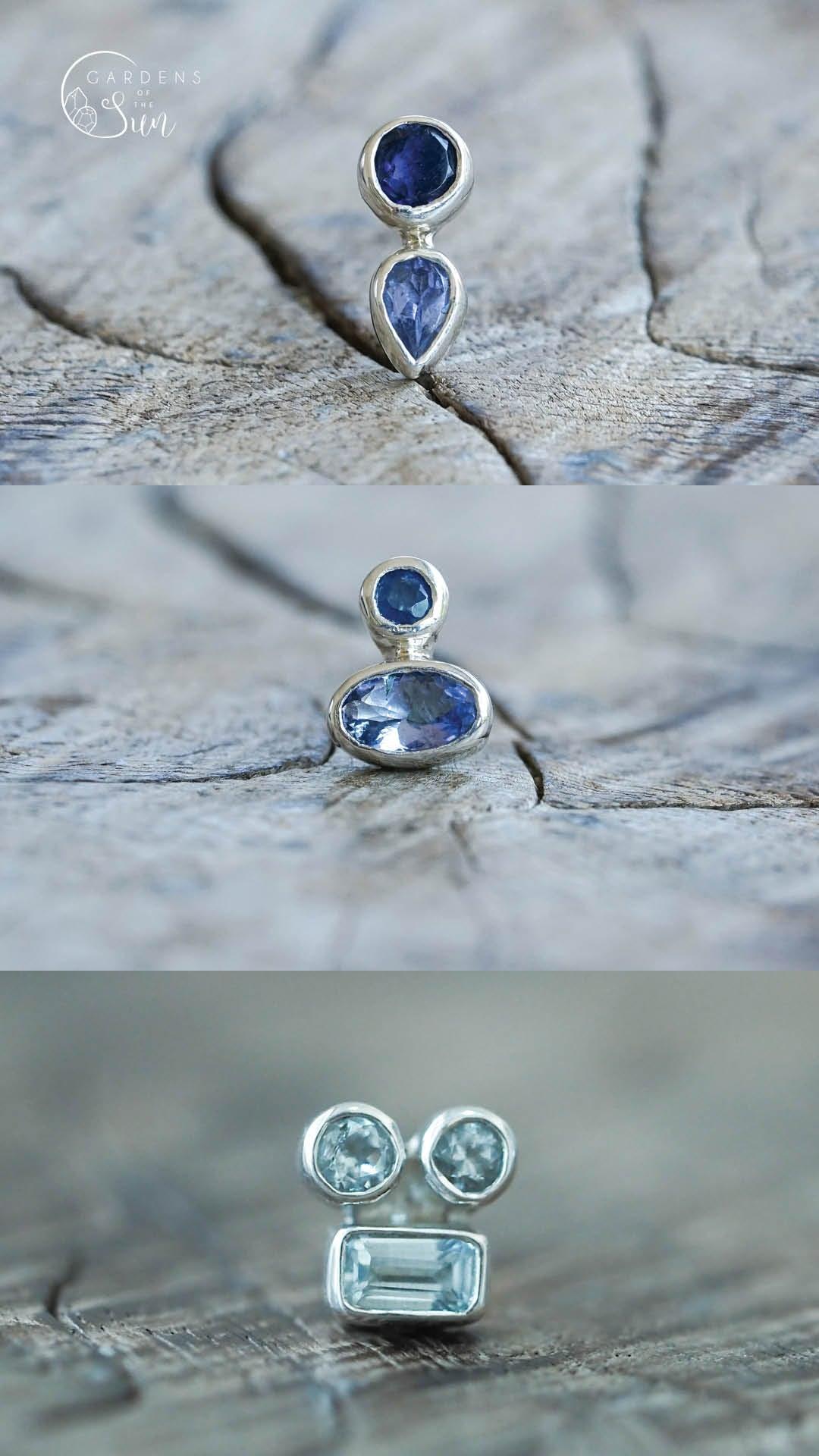 Custom Birthstone Stud Earrings in Silver - Gardens of the Sun | Ethical Jewelry