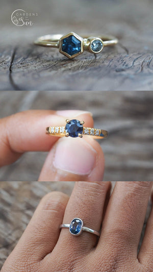 Custom Blue Sapphire Ring in Gold - Gardens of the Sun | Ethical Jewelry