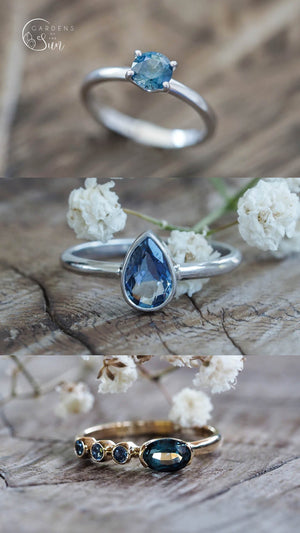 Custom Blue Sapphire Ring in Gold - Gardens of the Sun | Ethical Jewelry