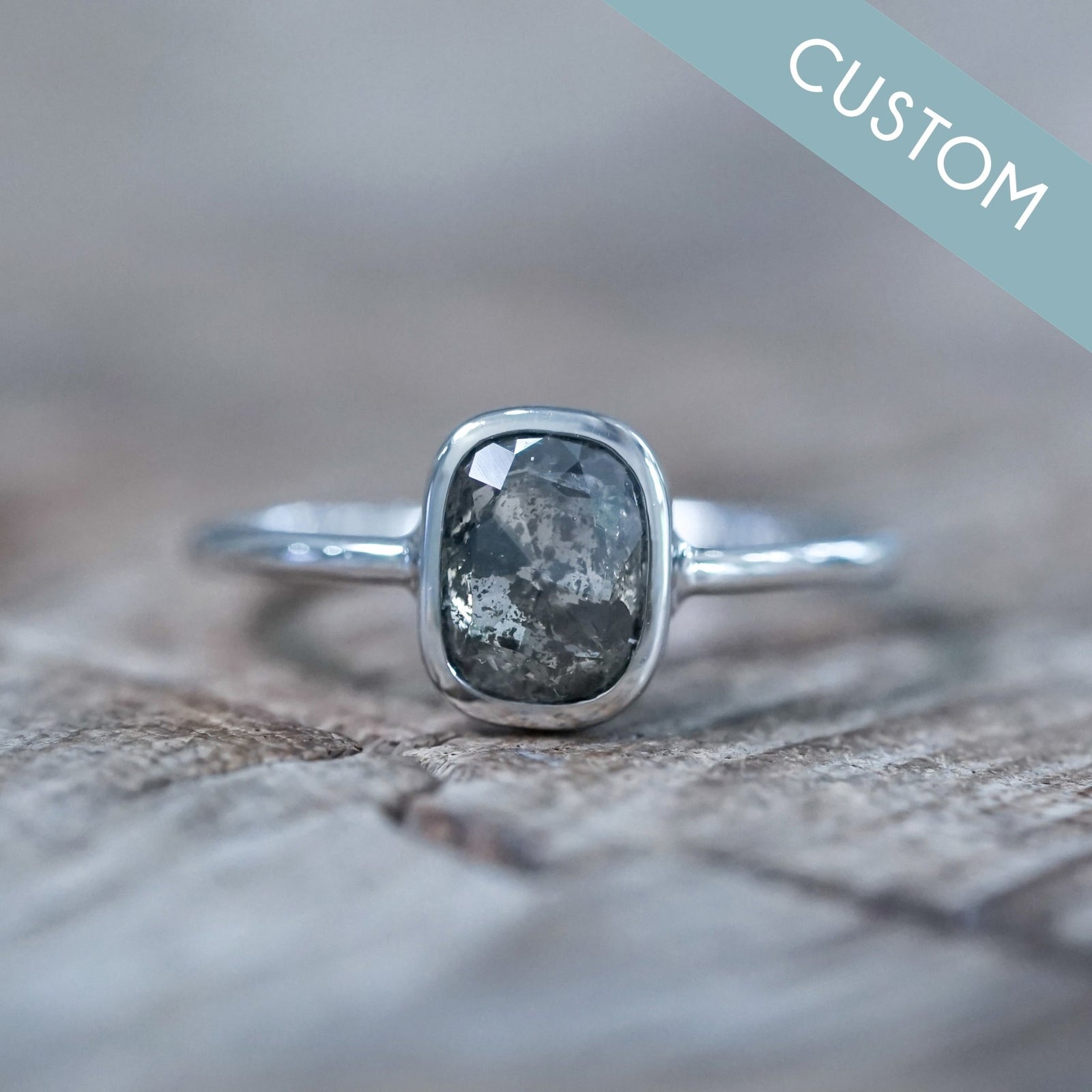 Custom Cushion Rose Cut Diamond Ring in Gold - Gardens of the Sun | Ethical Jewelry