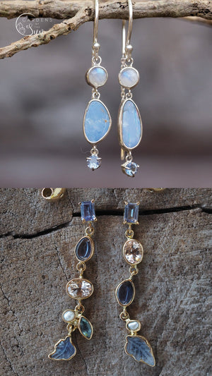 Custom Dangling Birthstone Earrings In Gold - Gardens of the Sun | Ethical Jewelry