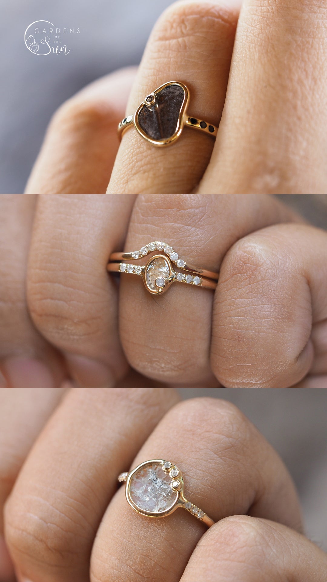custom diamond slice ring in ethical gold