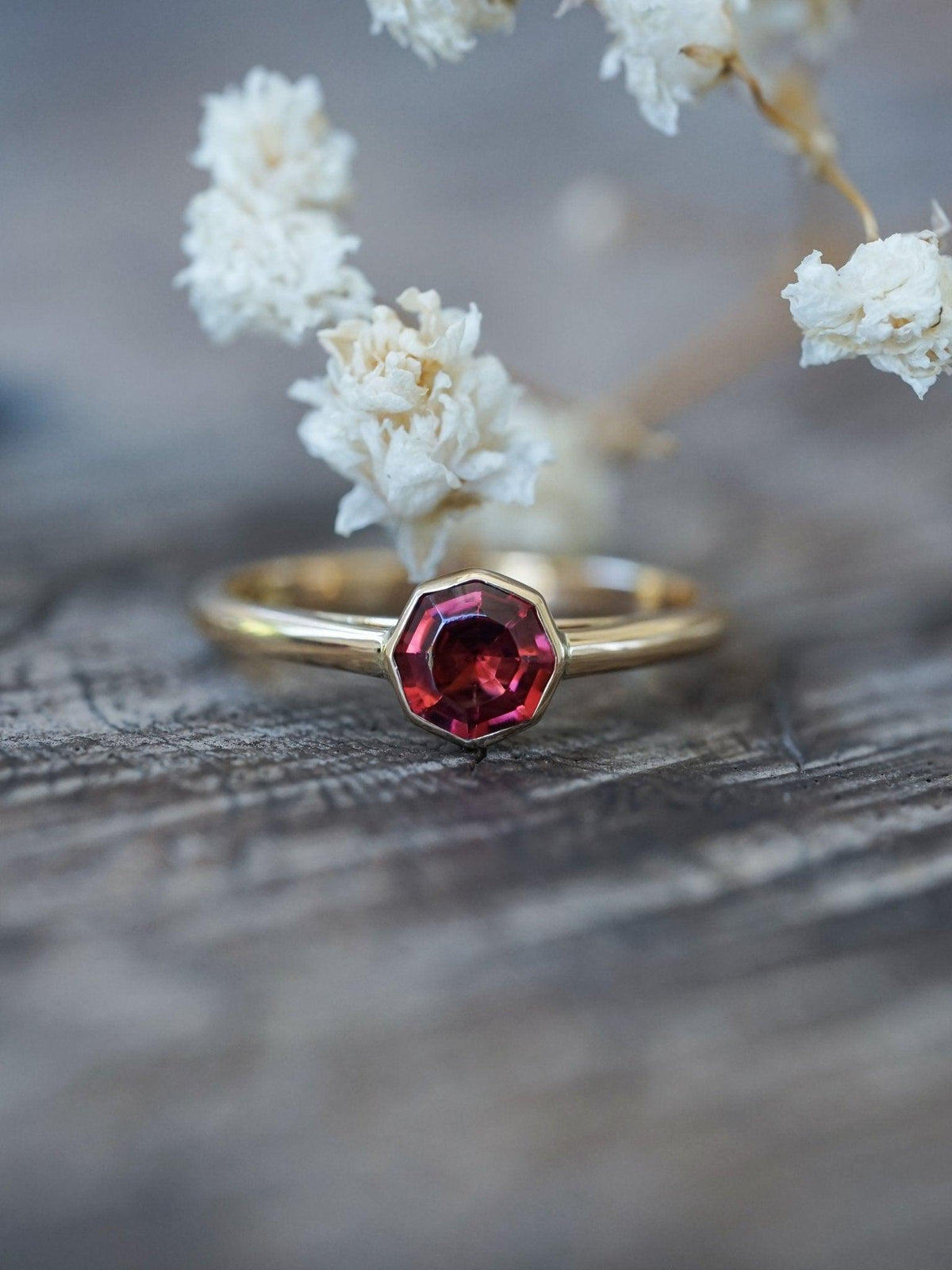 Custom Garnet Ring in 18k Gold ethically made garnet engagement