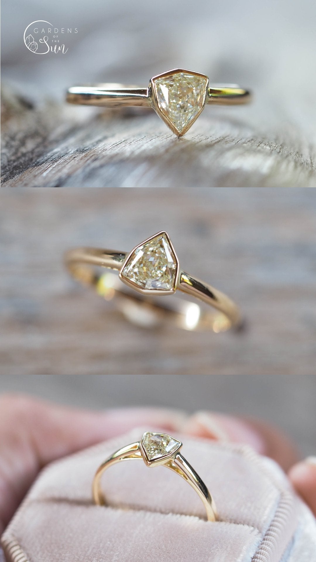 Gee Woods Artemis shield cut diamond engagement ring