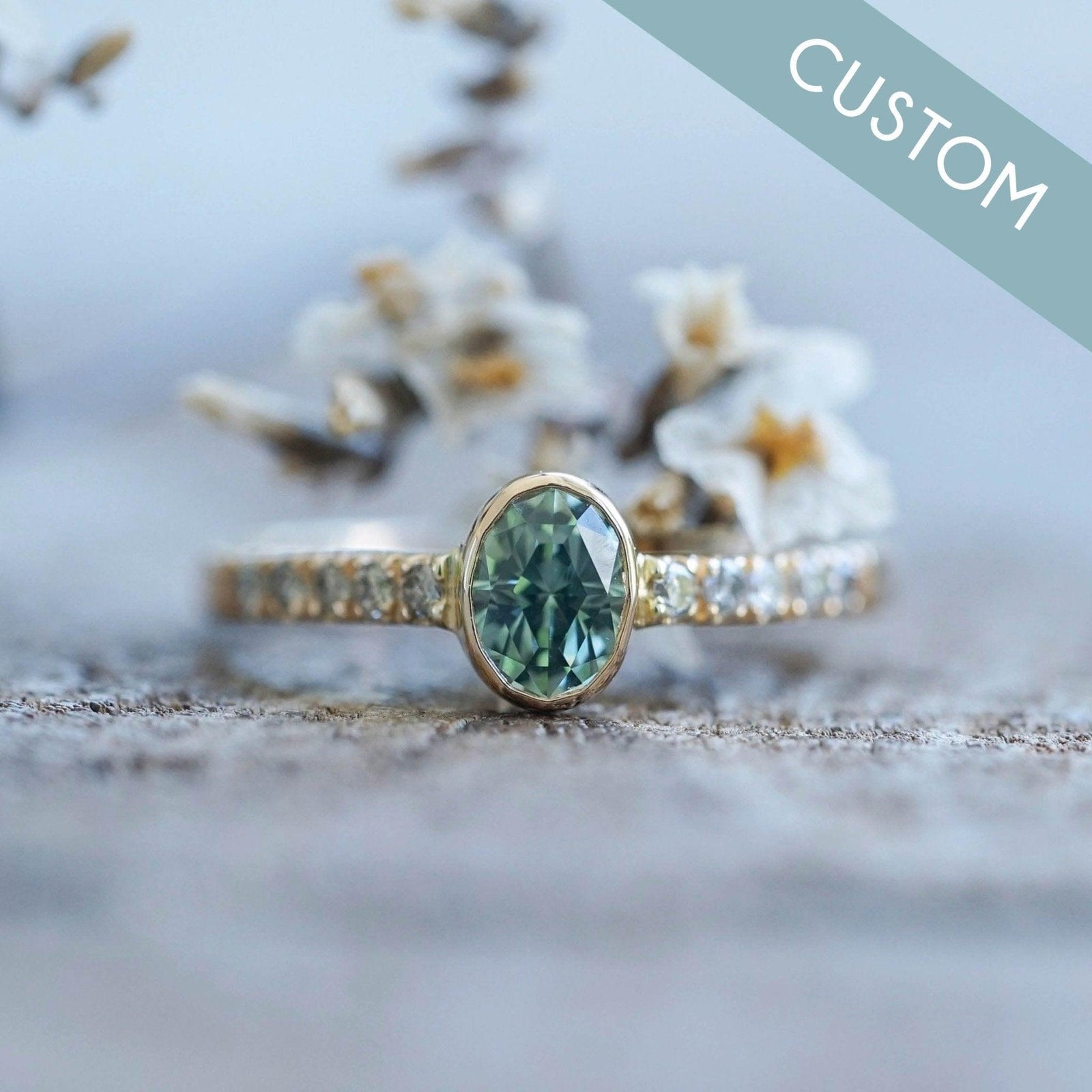Custom Green Sapphire Ring - Gardens of the Sun | Ethical Jewelry