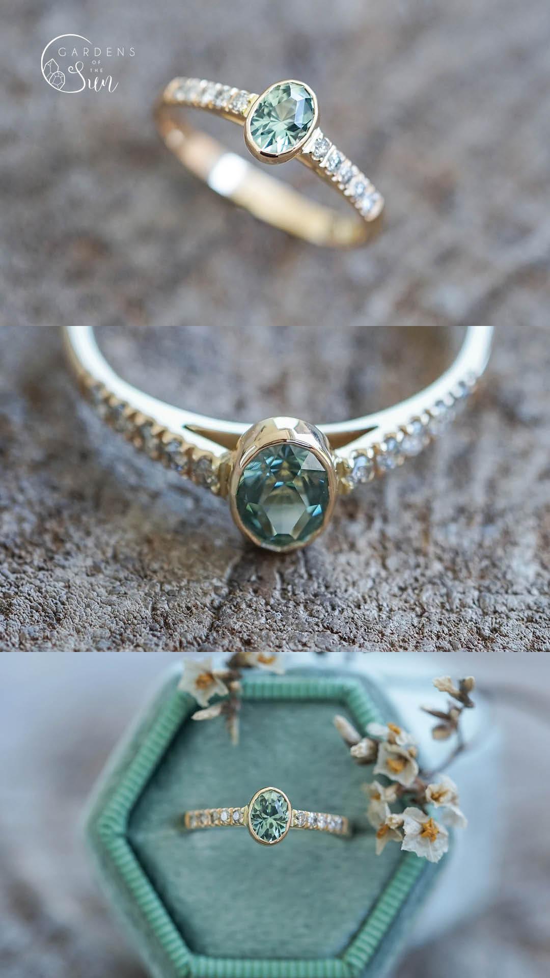 Custom Green Sapphire Ring in Gold - Gardens of the Sun | Ethical