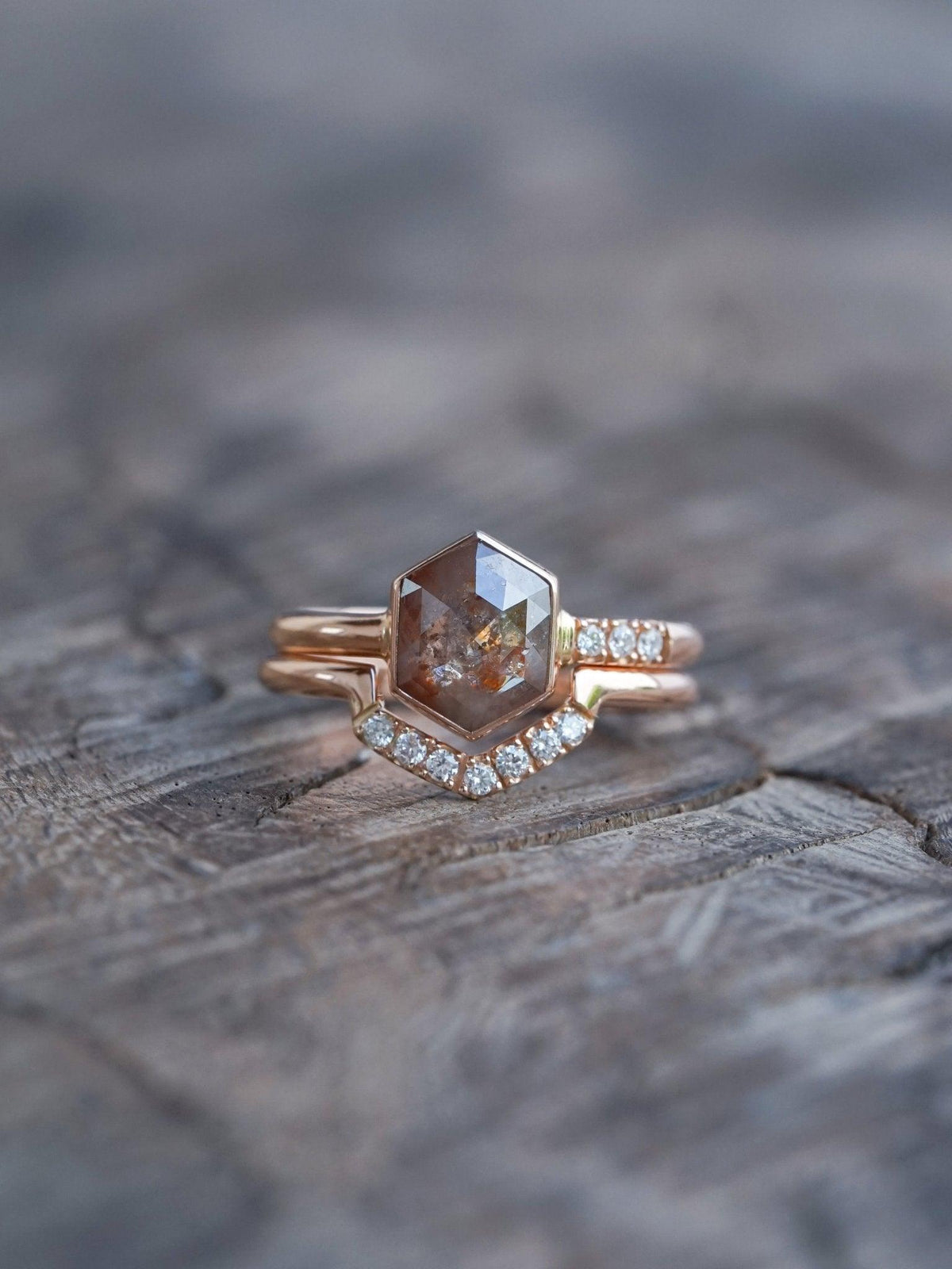 Custom Hexagon Nesting Band in Gold - Gardens of the Sun | Ethical Jewelry