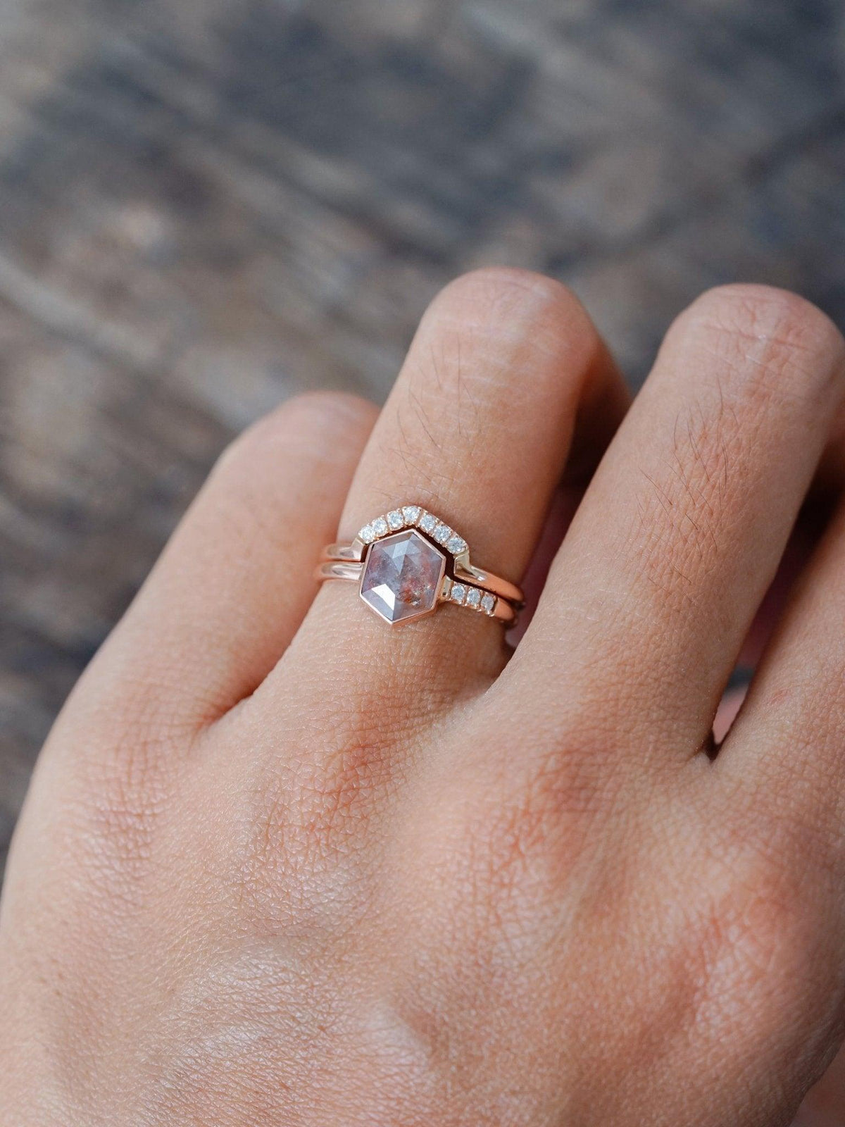 Custom Hexagon Nesting Band in Gold - Gardens of the Sun | Ethical Jewelry