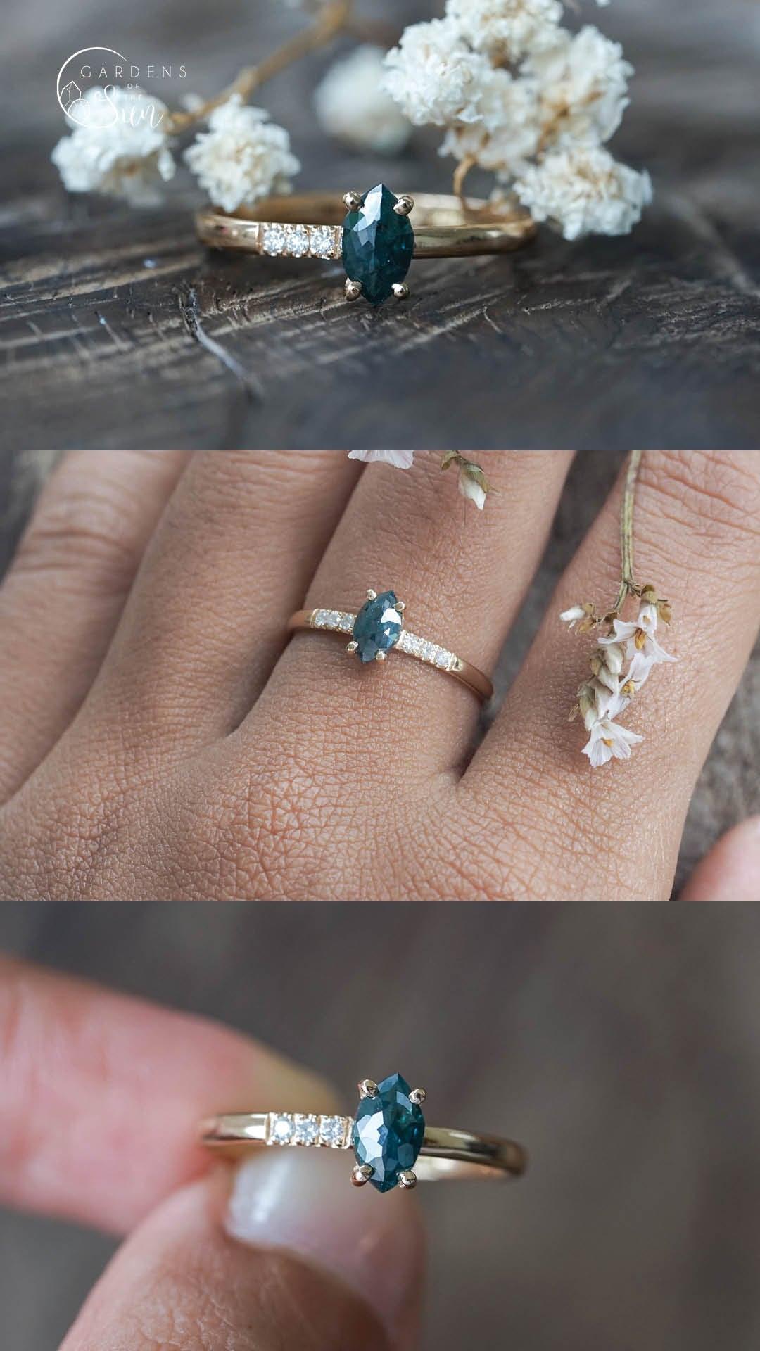 Custom Marquise Rose Cut Diamond Ring - Gardens of the Sun | Ethical Jewelry