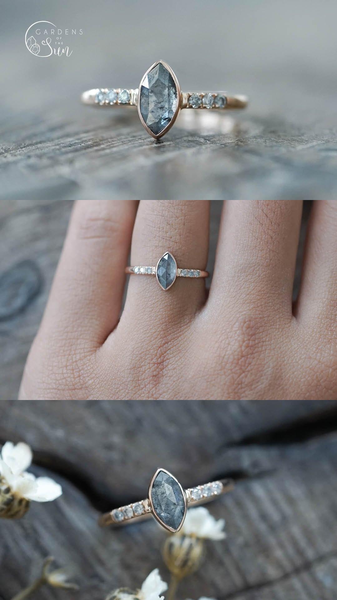 Custom Marquise Rose Cut Diamond Ring - Gardens of the Sun | Ethical Jewelry