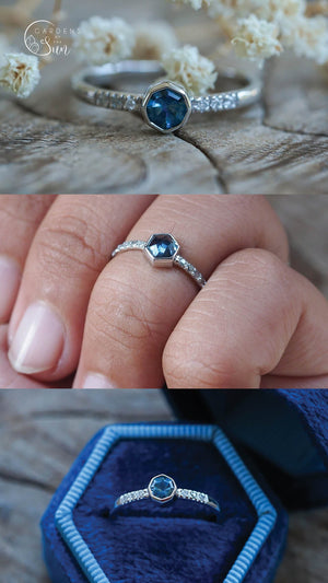 Custom Montana Sapphire Ring in Gold - Gardens of the Sun | Ethical Jewelry