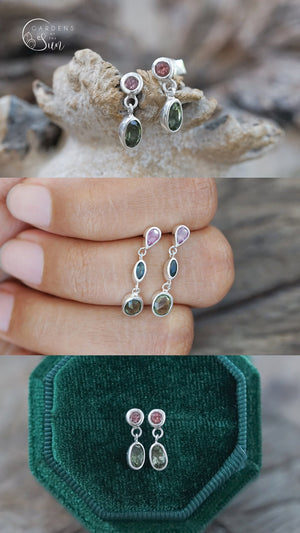 Custom Multi Birthstone Dangling Earrings - Gardens of the Sun | Ethical Jewelry