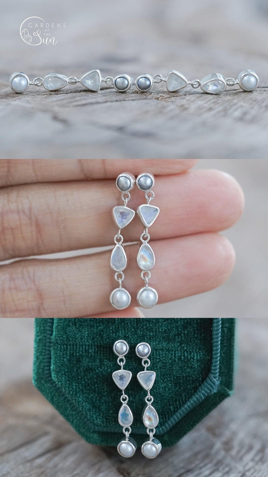 Custom Multi Birthstone Dangling Earrings - Gardens of the Sun | Ethical Jewelry