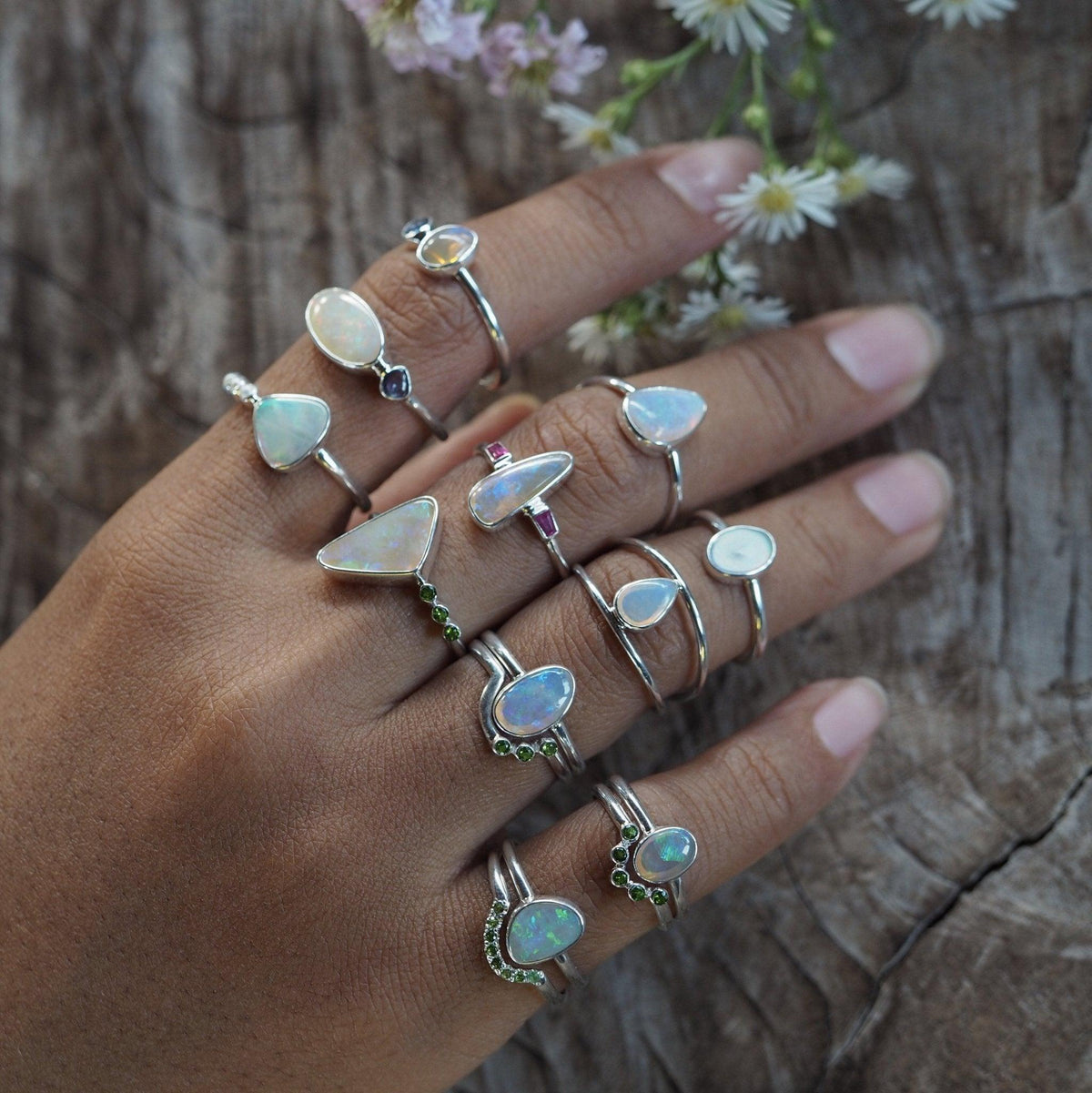 Custom Opal Ring or Necklace in Silver - Gardens of the Sun | Ethical Jewelry