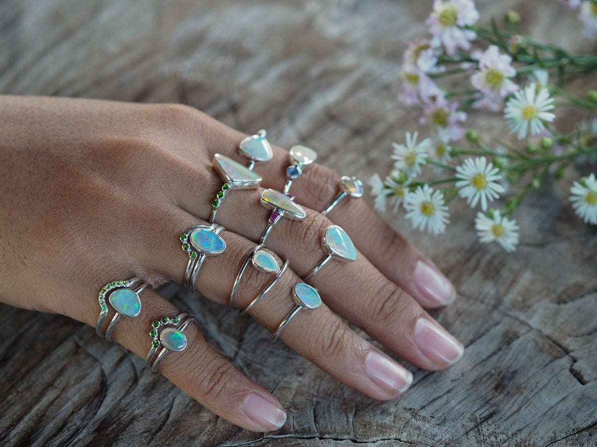 Custom Opal Ring or Necklace in Silver - Gardens of the Sun