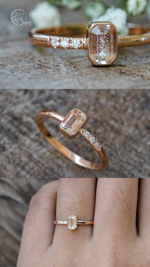Oval-cut Oregon Sunstone Ring,14k Rose Gold,halo Diamond Engagement Ring,vintage  Wedding Ring,sunstone Ring for Women,handmade Fine Jewelry - Etsy
