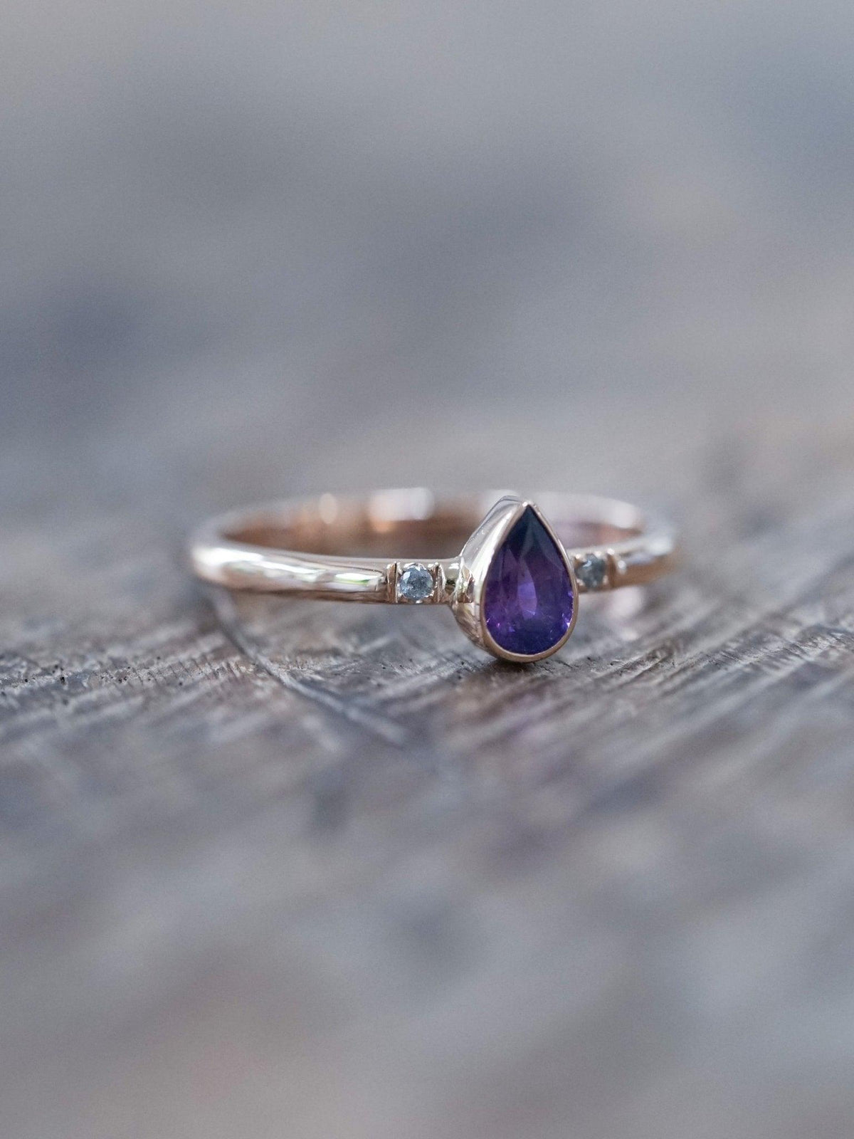 Custom Purple Sapphire Ring in Gold- Gardens of the Sun | Ethical Jewelry