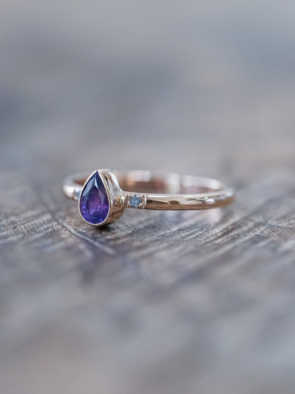Custom Purple Sapphire Ring in Gold Gardens of the Sun Ethical