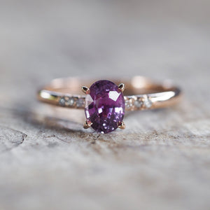Custom Purple Sapphire Ring in Gold- Gardens of the Sun | Ethical Jewelry