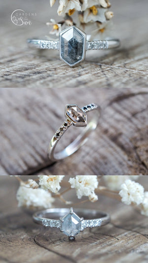 Custom Rose Cut Hexagon Diamond Ring - Gardens of the Sun | Ethical Jewelry