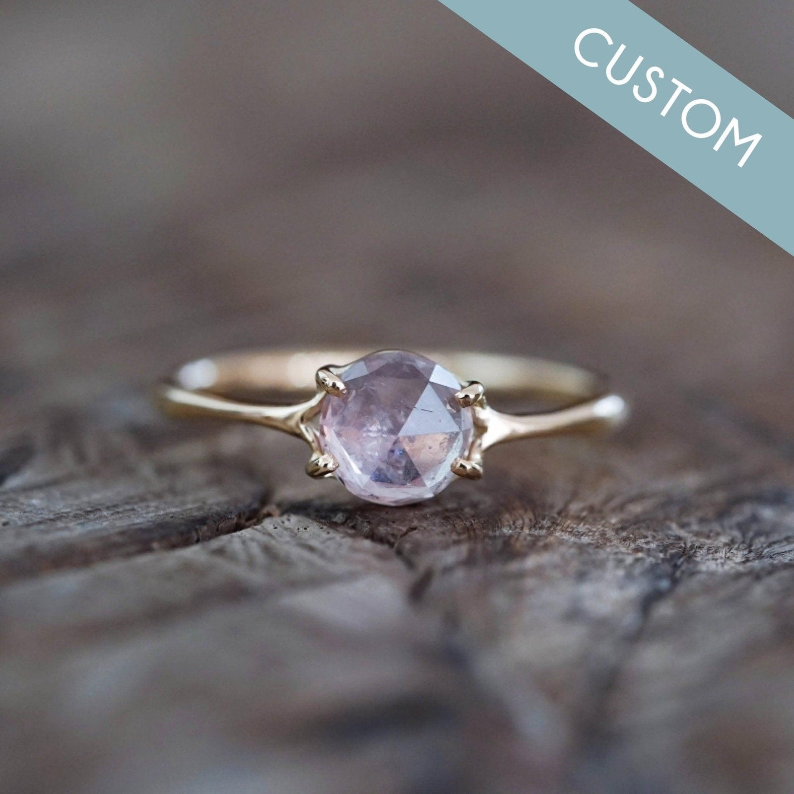 Custom Rose Cut Montana Sapphire Ring in Gold - Gardens of the Sun | Ethical Jewelry