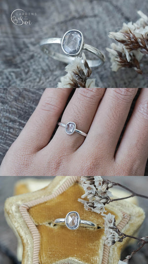 Custom Rose Cut Montana Sapphire Ring in Silver - Gardens of the Sun | Ethical Jewelry
