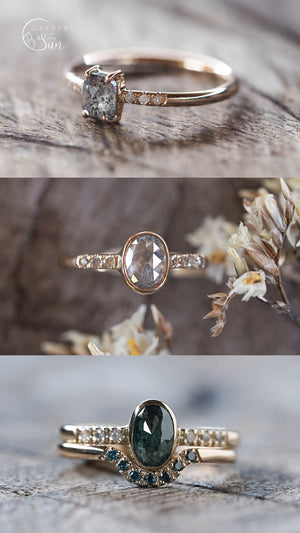 Custom Rose Cut Oval Diamond Ring in Gold - Gardens of the Sun | Ethical Jewelry