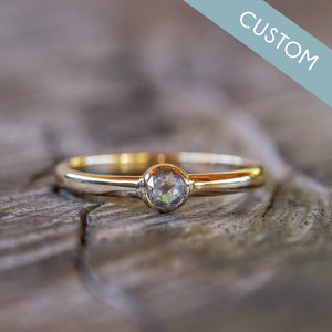Custom Rose Cut Round Diamond Ring in Gold - Gardens of the Sun | Ethical Jewelry