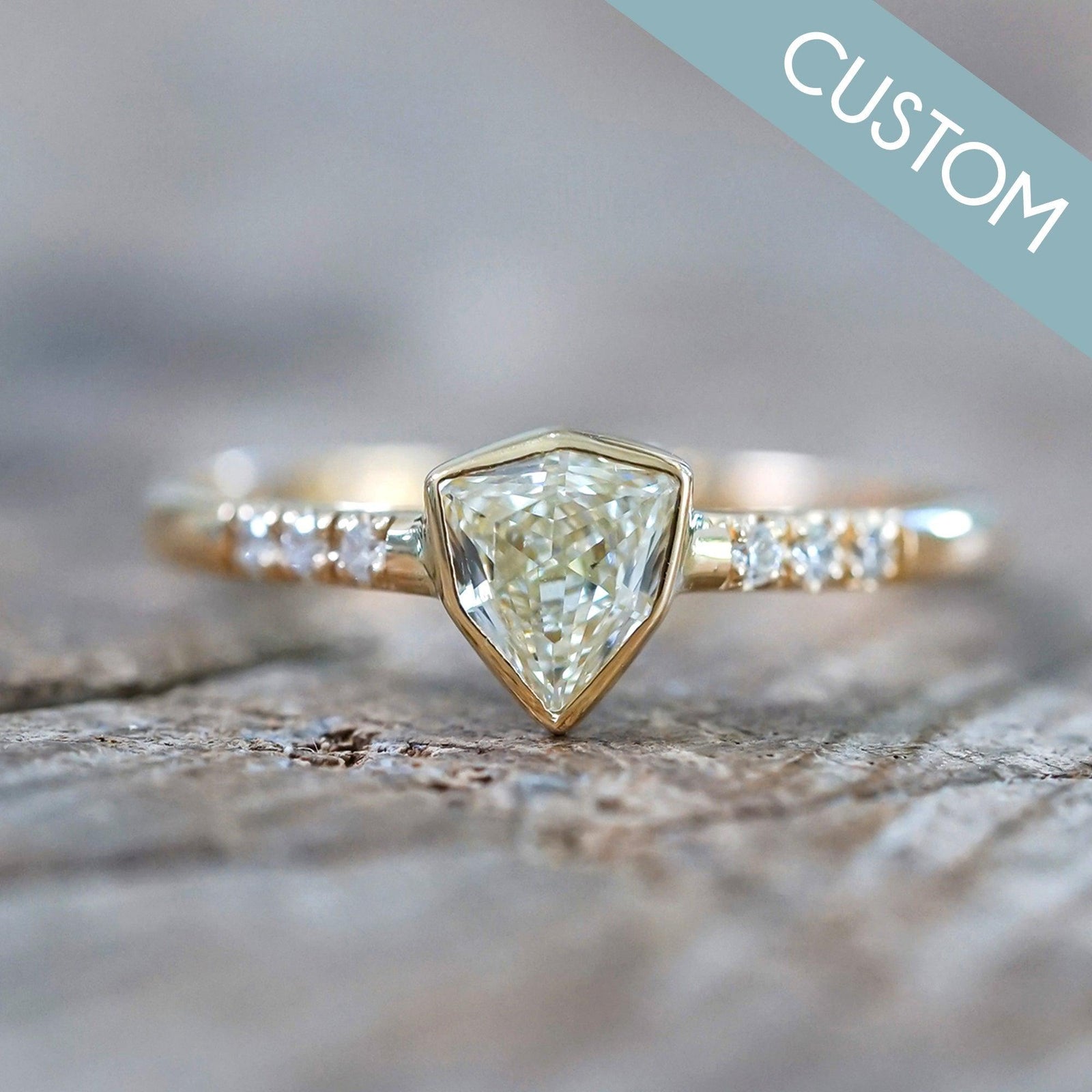 Custom Shield Diamond Ring - Gardens of the Sun | Ethical Jewelry