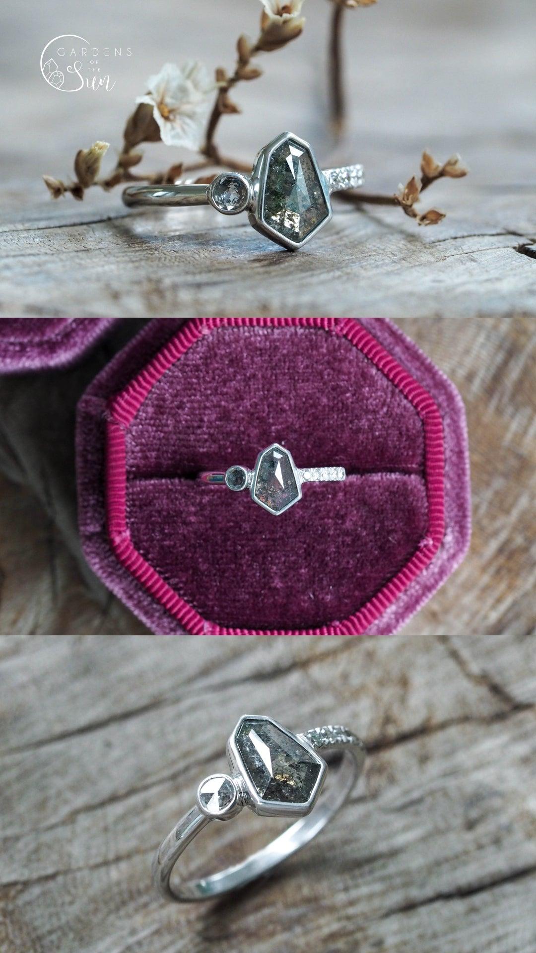 Custom Shield Diamond Ring in Gold - Gardens of the Sun | Ethical Jewelry