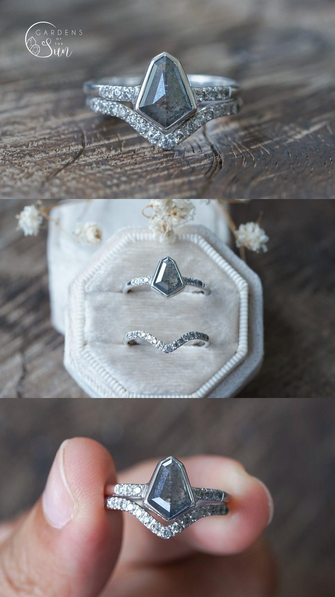 Custom Shield Diamond Ring in Gold - Gardens of the Sun | Ethical Jewelry