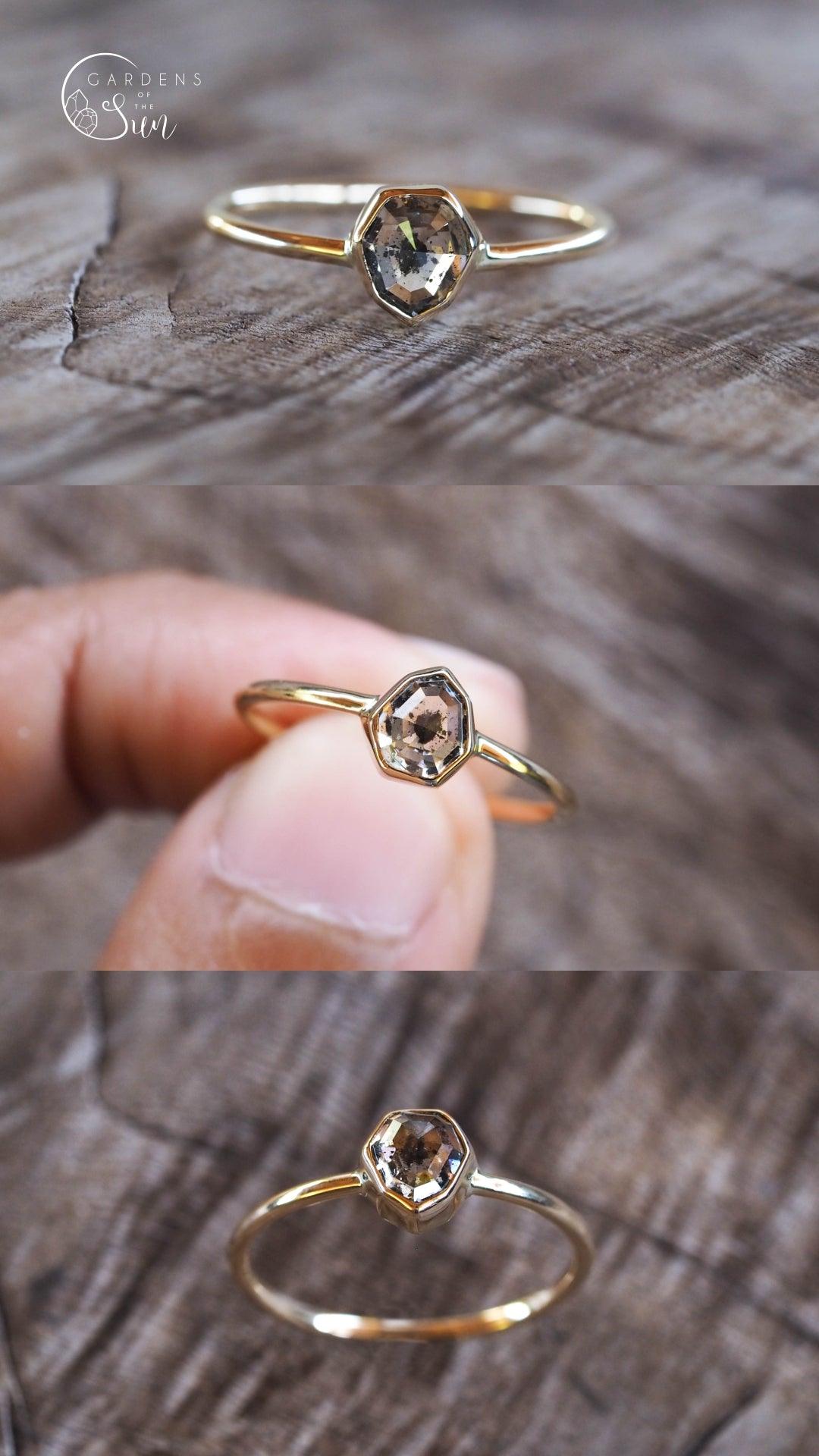Custom Shield Diamond Ring in Gold - Gardens of the Sun | Ethical Jewelry
