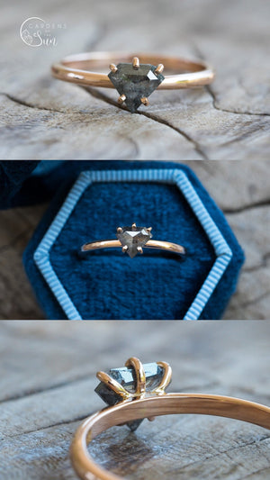 Custom Shield Diamond Ring in Gold - Gardens of the Sun | Ethical Jewelry