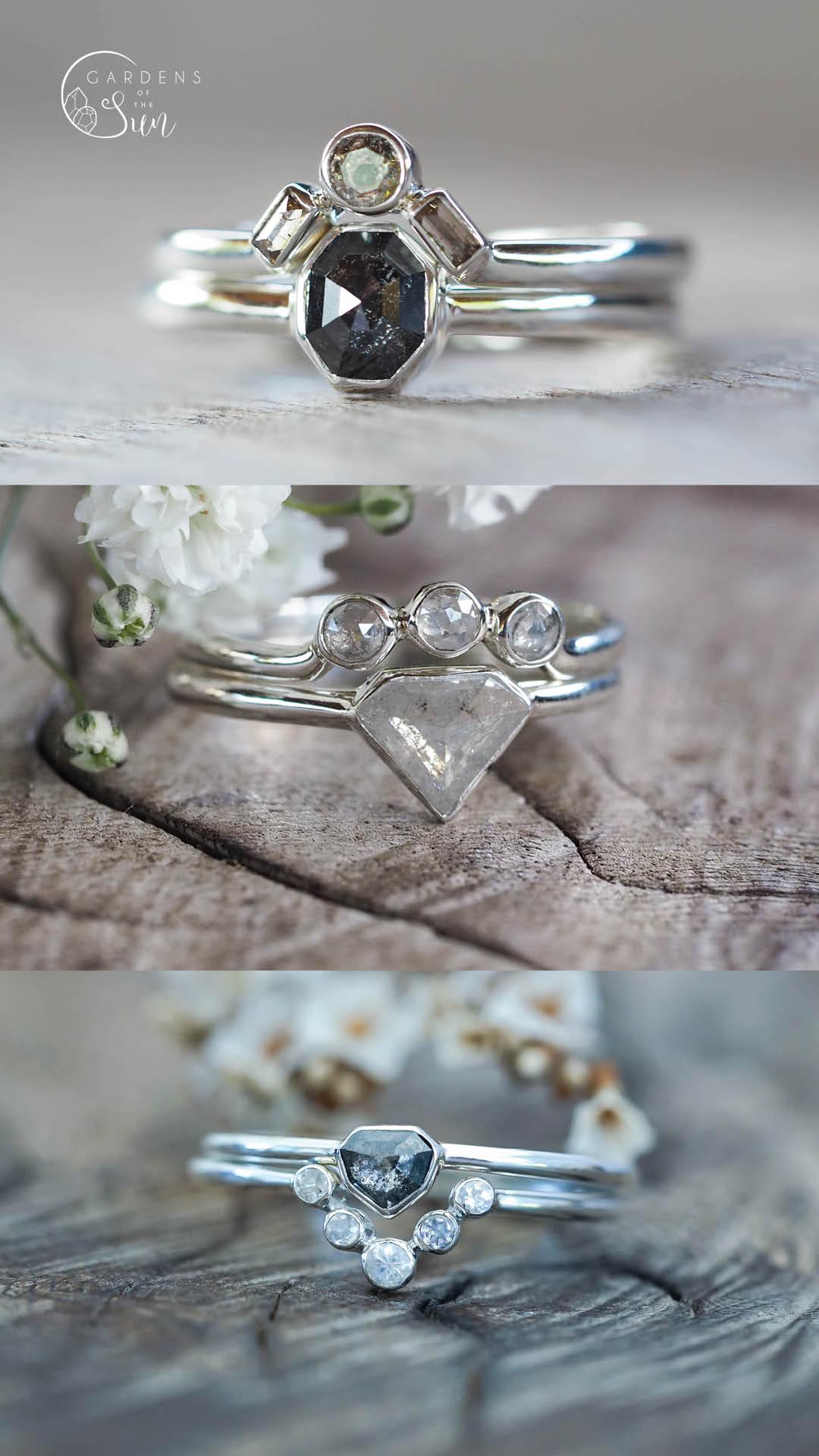 Custom Small Diamond Ring in Silver - Gardens of the Sun | Ethical Jewelry