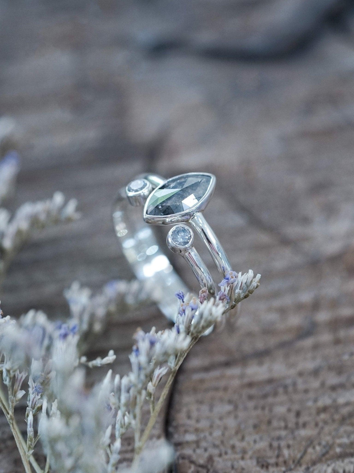 Custom Small Diamond Ring in Silver - Gardens of the Sun | Ethical Jewelry
